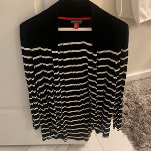 Vince Camuto xs black and white striped cardigan light weight